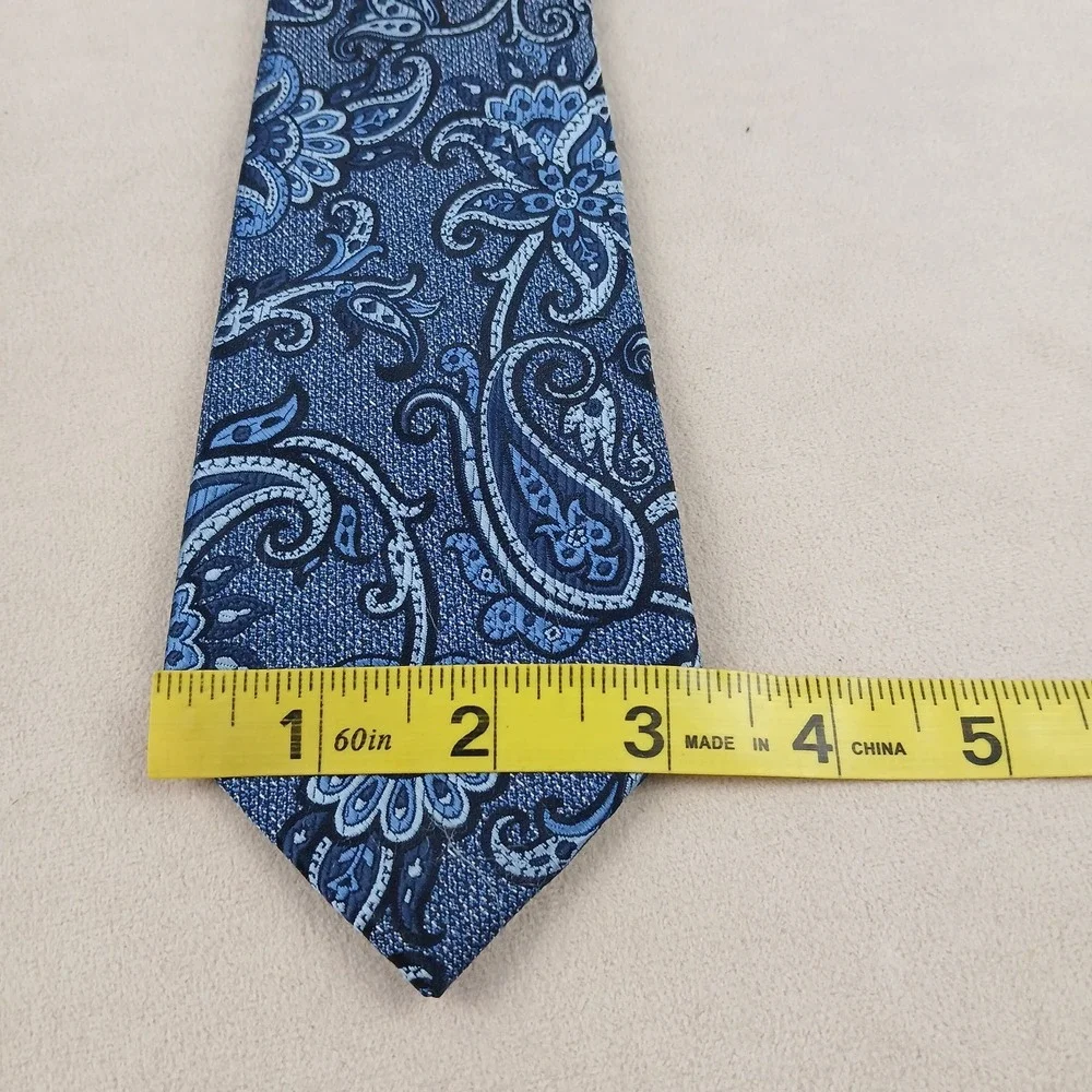 Perry‎ Ellis Portfolio 3.25x60 Mens Tie Silk Jacquard Blue Paisley